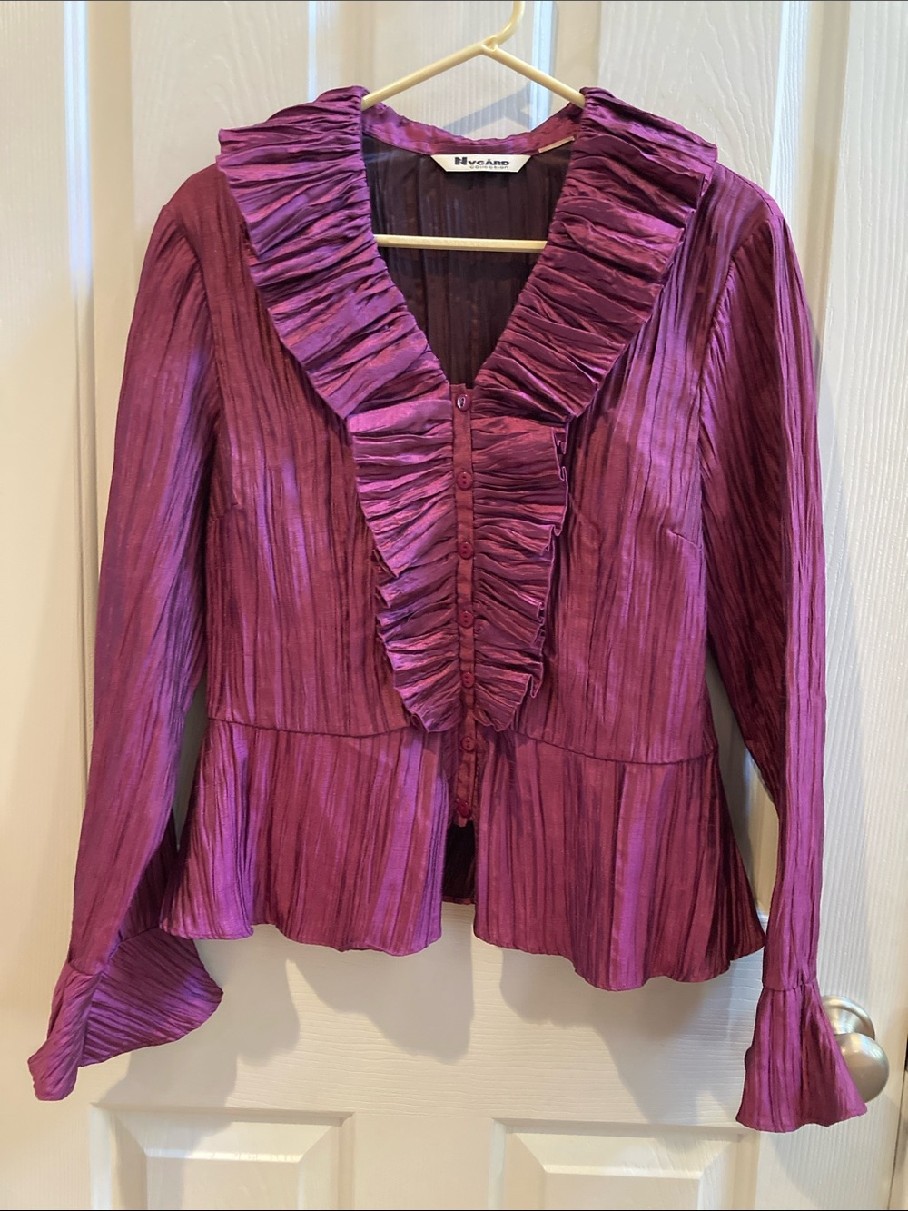 Purple Ruffled Peplum Blouse